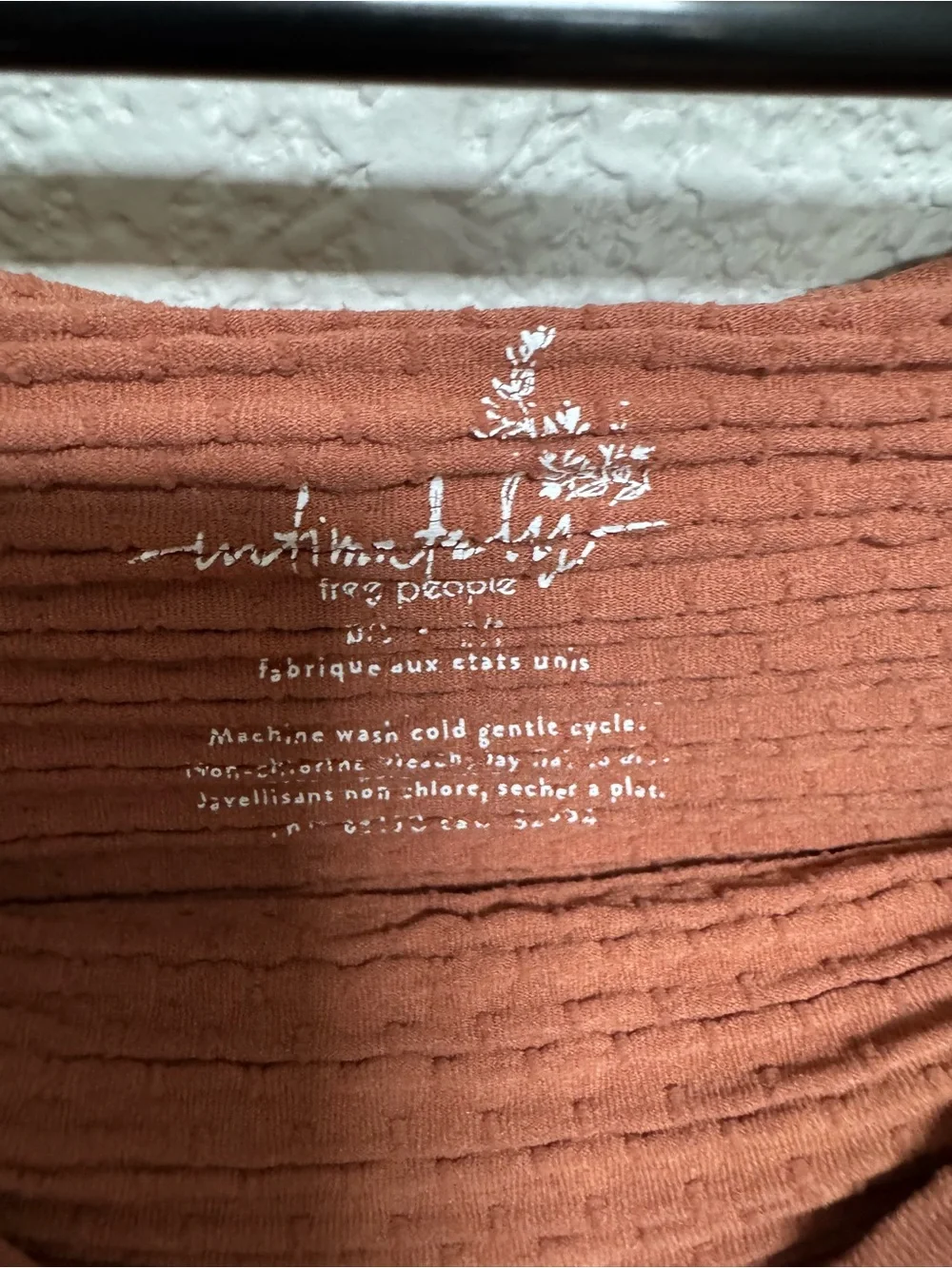 Free People Textured Smocked Long Sleeve Crop Top Women’s XS/S Brick Red